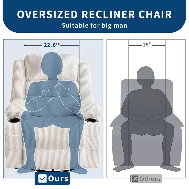Fauteuil relax pivotant manuel à 360°, canapé planeur avec porte-gobelets et poches, fauteuil confortable pour la chambre de bébé, le salon et la chambre à coucher
