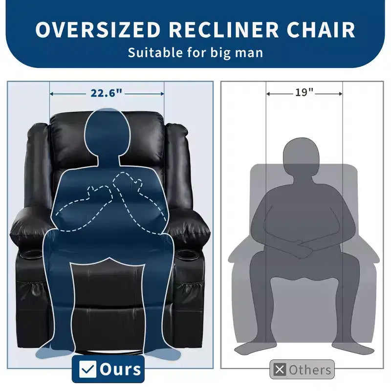 Fauteuil relax pivotant manuel à 360°, canapé planeur avec porte-gobelets et poches, fauteuil confortable pour la chambre de bébé, le salon et la chambre à coucher
