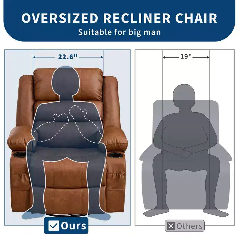 Fauteuil relax pivotant manuel à 360°, canapé planeur avec porte-gobelets et poches, fauteuil confortable pour la chambre de bébé, le salon et la chambre à coucher