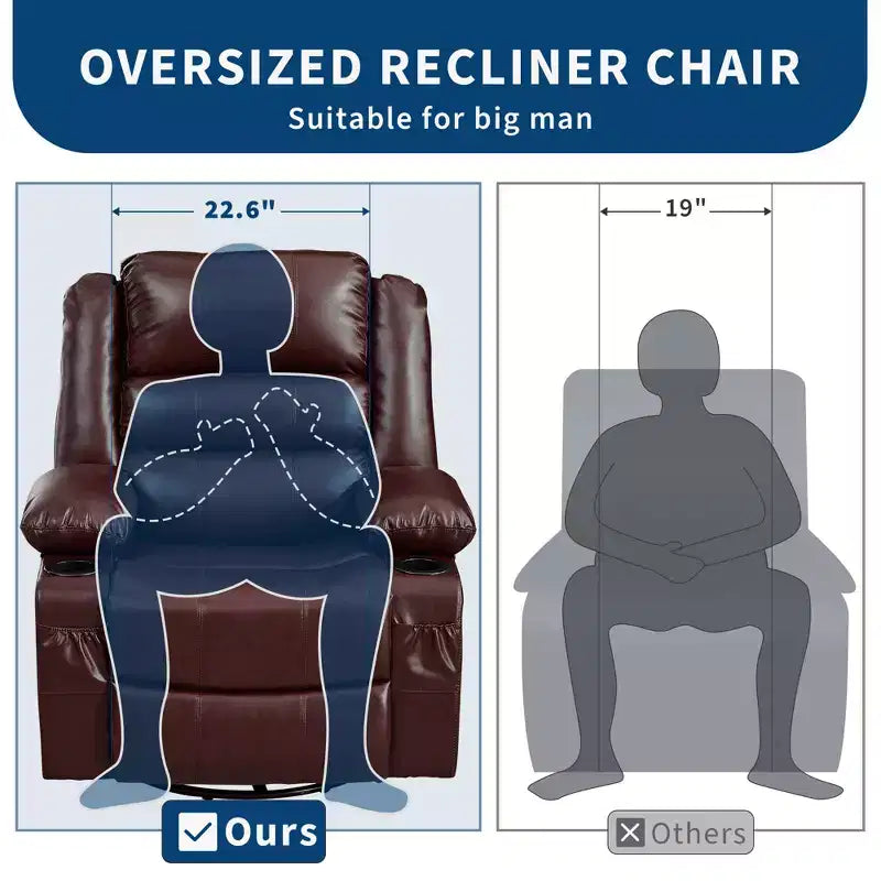 Fauteuil relax pivotant manuel à 360°, canapé planeur avec porte-gobelets et poches, fauteuil confortable pour la chambre de bébé, le salon et la chambre à coucher