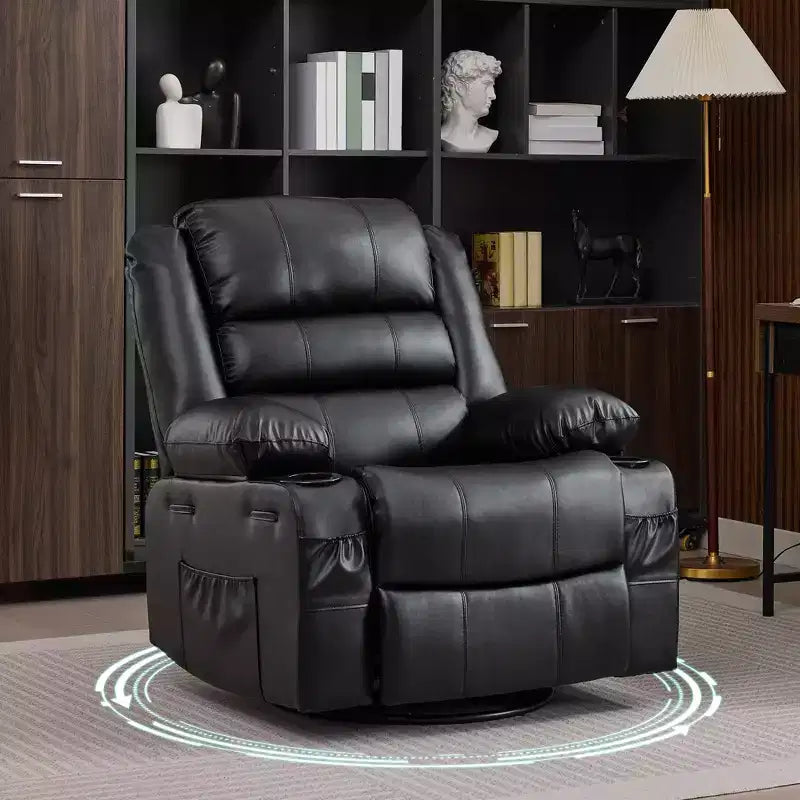 Fauteuil relax pivotant manuel à 360°, canapé planeur avec porte-gobelets et poches, fauteuil confortable pour la chambre de bébé, le salon et la chambre à coucher