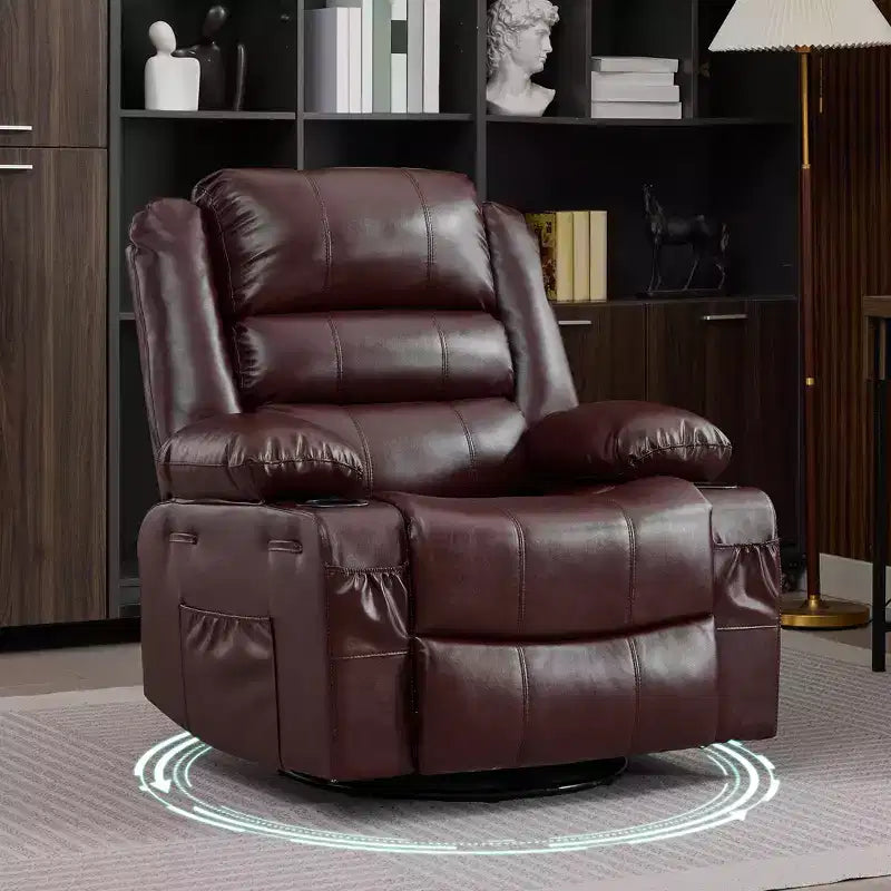 Fauteuil relax pivotant manuel à 360°, canapé planeur avec porte-gobelets et poches, fauteuil confortable pour la chambre de bébé, le salon et la chambre à coucher