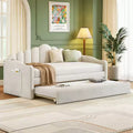 Luxystar Twin Velvet Upholstered Daybed with Trundle and Charging Ports