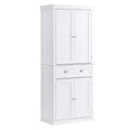 VIYET 72 Kitchen Pantry Storage Cabinet, Freestanding Utility Cabinet with Doors, Drawer & 3 Adjustable Shelves, White for Home Use