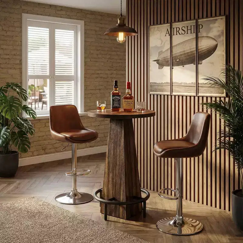 Table de cocktail ronde, table moderne rustique peu encombrante pour bar à domicile et salon de bureau, conception stable anti-oscillation