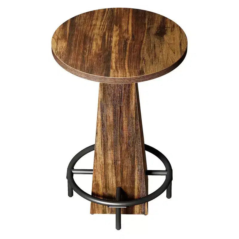 Table de cocktail ronde, table moderne rustique peu encombrante pour bar à domicile et salon de bureau, conception stable anti-oscillation