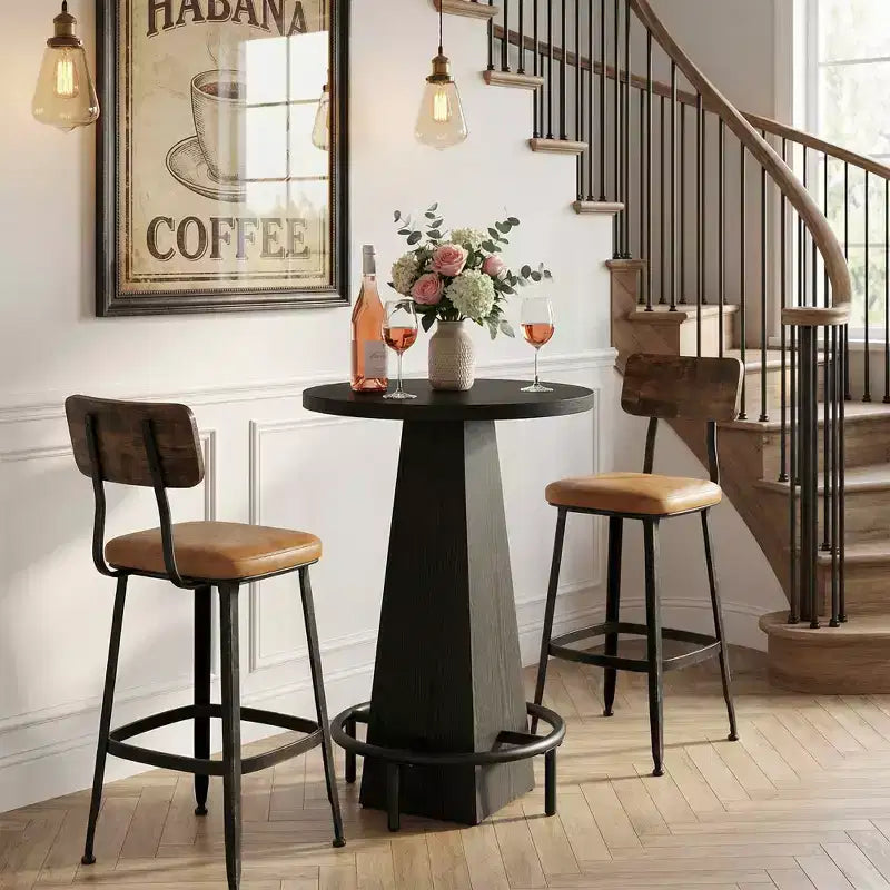 Table de cocktail ronde, table moderne rustique peu encombrante pour bar à domicile et salon de bureau, conception stable anti-oscillation