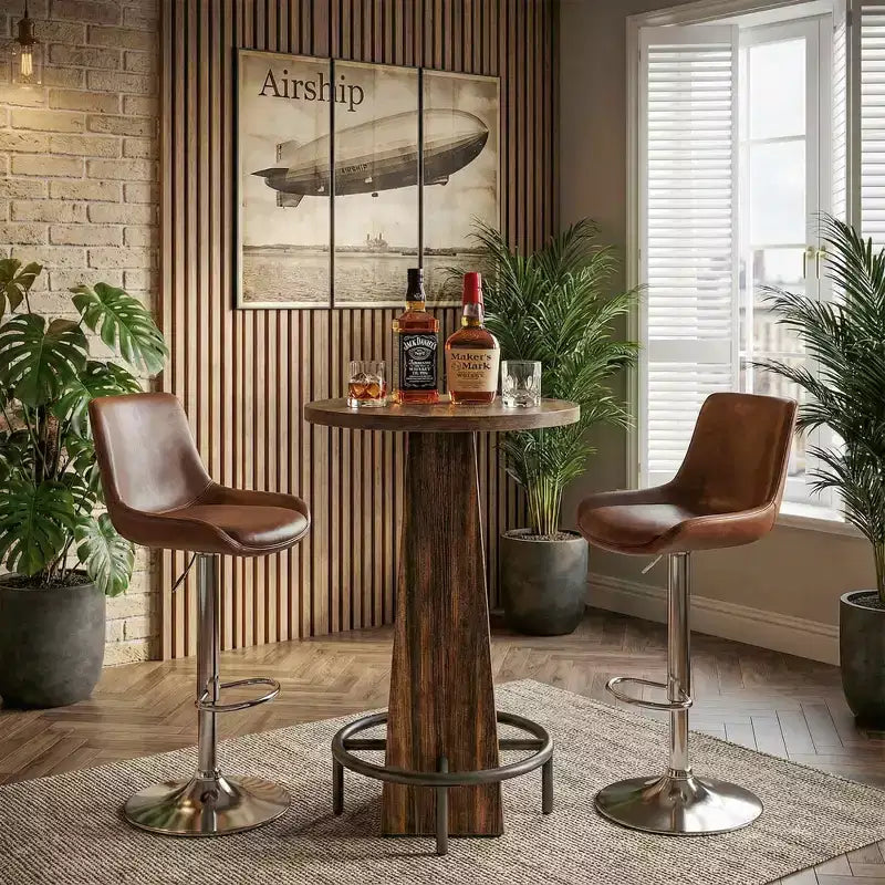 Table de cocktail ronde, table moderne rustique peu encombrante pour bar à domicile et salon de bureau, conception stable anti-oscillation