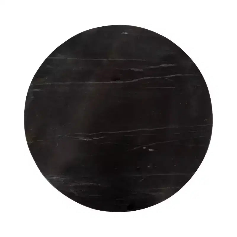 Table d'appoint ronde en marbre et métal, noire, 14x14x24