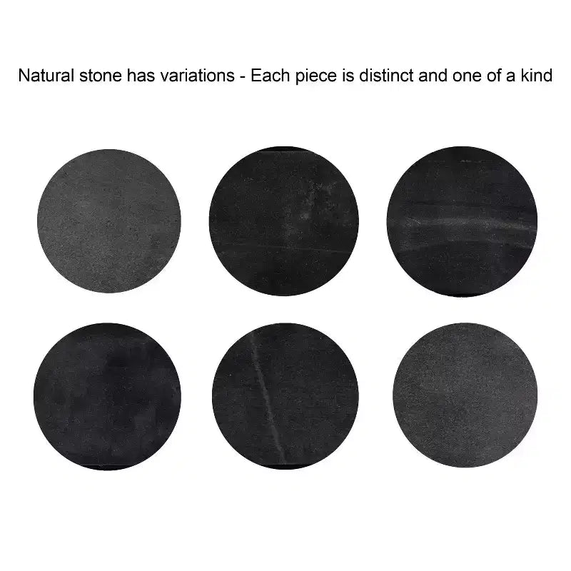 Table d'appoint ronde en marbre et métal, noire, 14x14x24