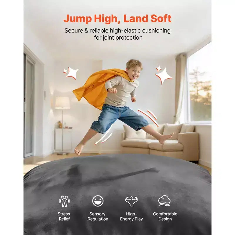 Crash Pad 5 x 4,5 pieds Tapis de réception sensoriel pour enfants avec blocs en mousse et housse lavable Grande zone d'atterrissage en mousse souple