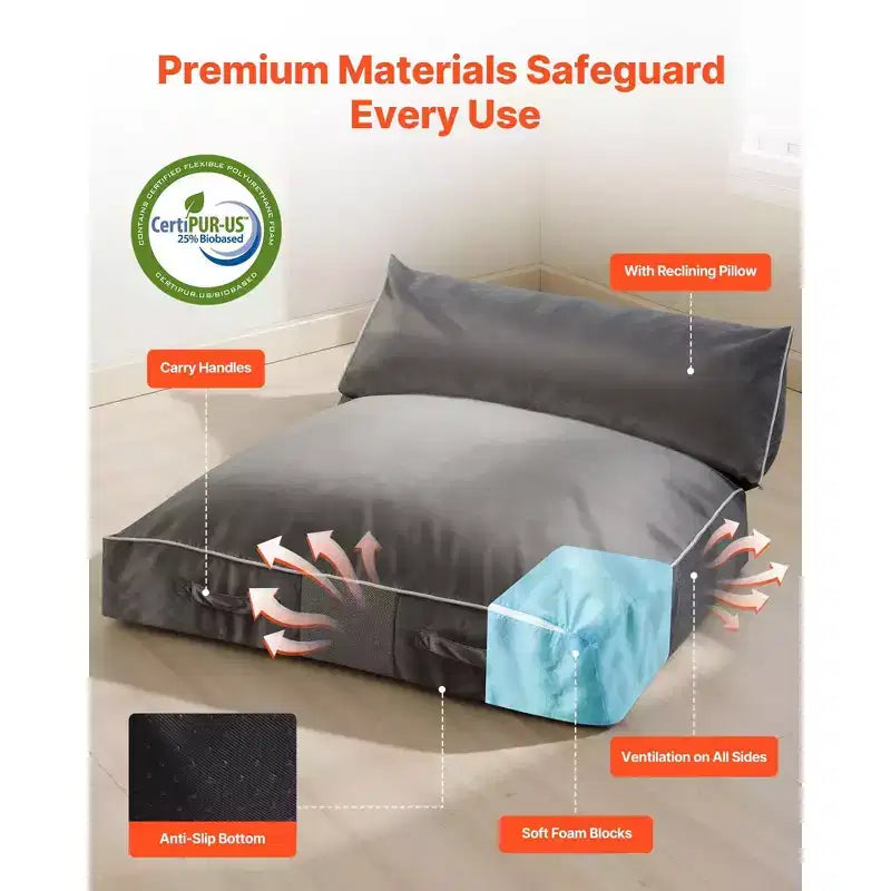 Crash Pad 5 x 4,5 pieds Tapis de réception sensoriel pour enfants avec blocs en mousse et housse lavable Grande zone d'atterrissage en mousse souple