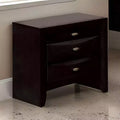 Royal Hampton Simo Nightstand, Spacious Top, Metal Knobs, 3 Drawers, Black Solid Wood
