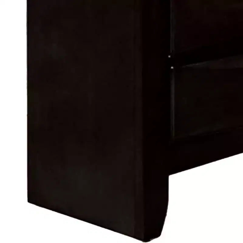 Table de chevet, plateau spacieux, poignées en métal, 3 tiroirs, bois massif noir