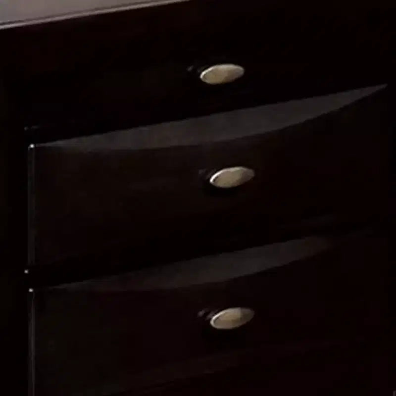 Table de chevet, plateau spacieux, poignées en métal, 3 tiroirs, bois massif noir