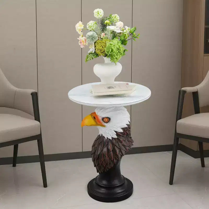 Table d'appoint Tête d'Aigle, Table d'appoint Statue d'Animal pour Décoration de Salon