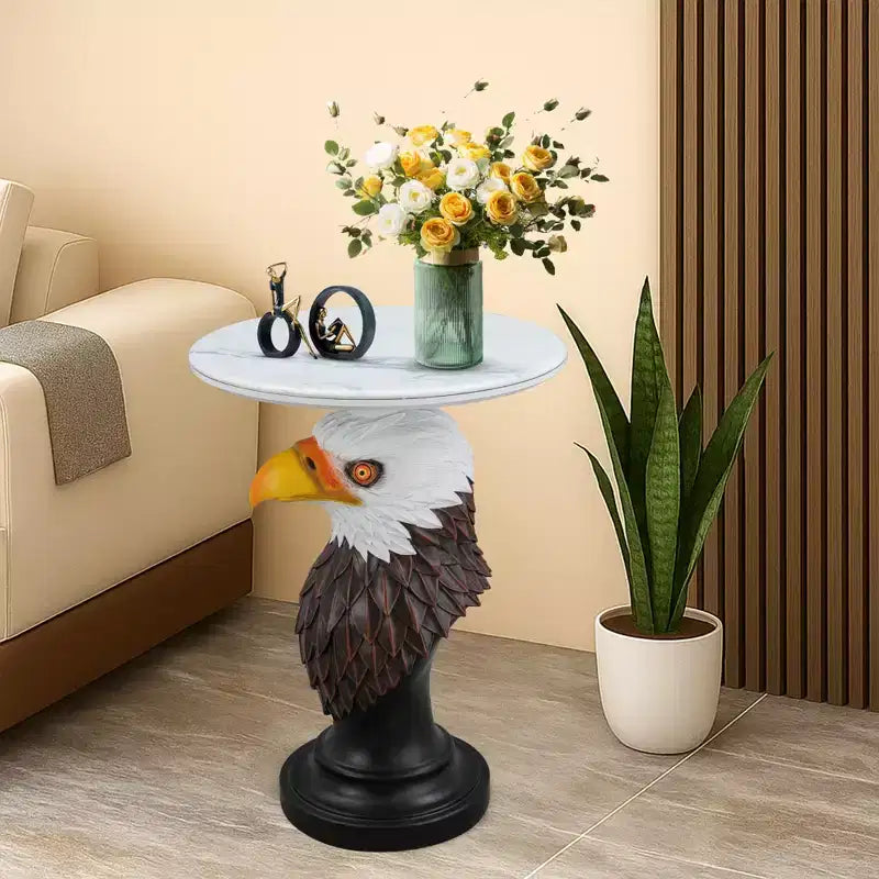 Table d'appoint Tête d'Aigle, Table d'appoint Statue d'Animal pour Décoration de Salon