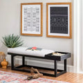 Powell Lemire Modern Bench with Tray and Upholstery Black Finished/Gray: Rectangular, Polyester, Spot Clean, 300 lbs Capacity