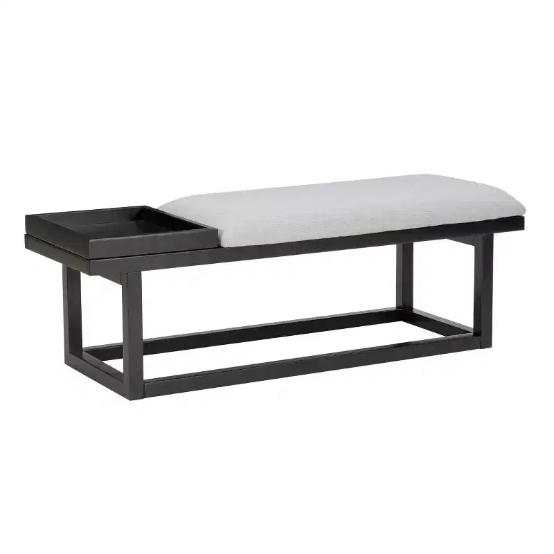 Banc moderne avec plateau et rembourrage Noir/Gris : Rectangulaire, Polyester, Nettoyage des taches, Capacité 136 kg