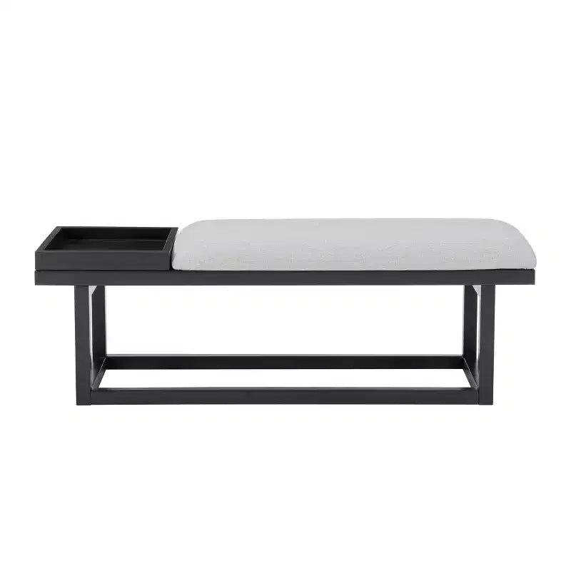 Banc moderne avec plateau et rembourrage Noir/Gris : Rectangulaire, Polyester, Nettoyage des taches, Capacité 136 kg