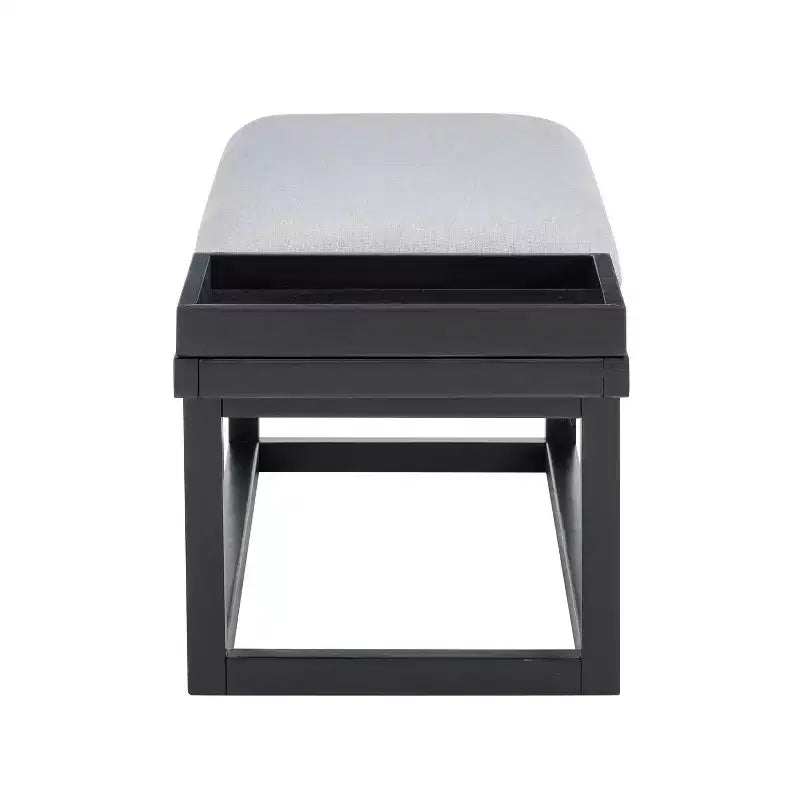 Banc moderne avec plateau et rembourrage Noir/Gris : Rectangulaire, Polyester, Nettoyage des taches, Capacité 136 kg