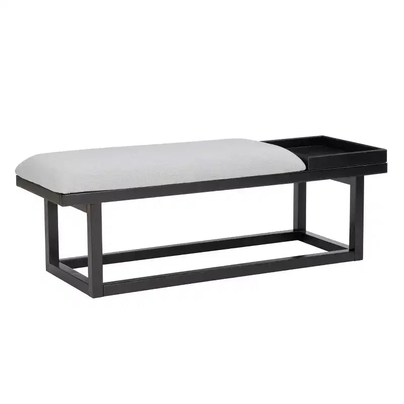 Banc moderne avec plateau et rembourrage Noir/Gris : Rectangulaire, Polyester, Nettoyage des taches, Capacité 136 kg