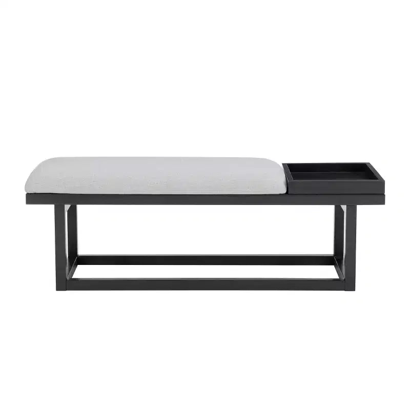 Banc moderne avec plateau et rembourrage Noir/Gris : Rectangulaire, Polyester, Nettoyage des taches, Capacité 136 kg