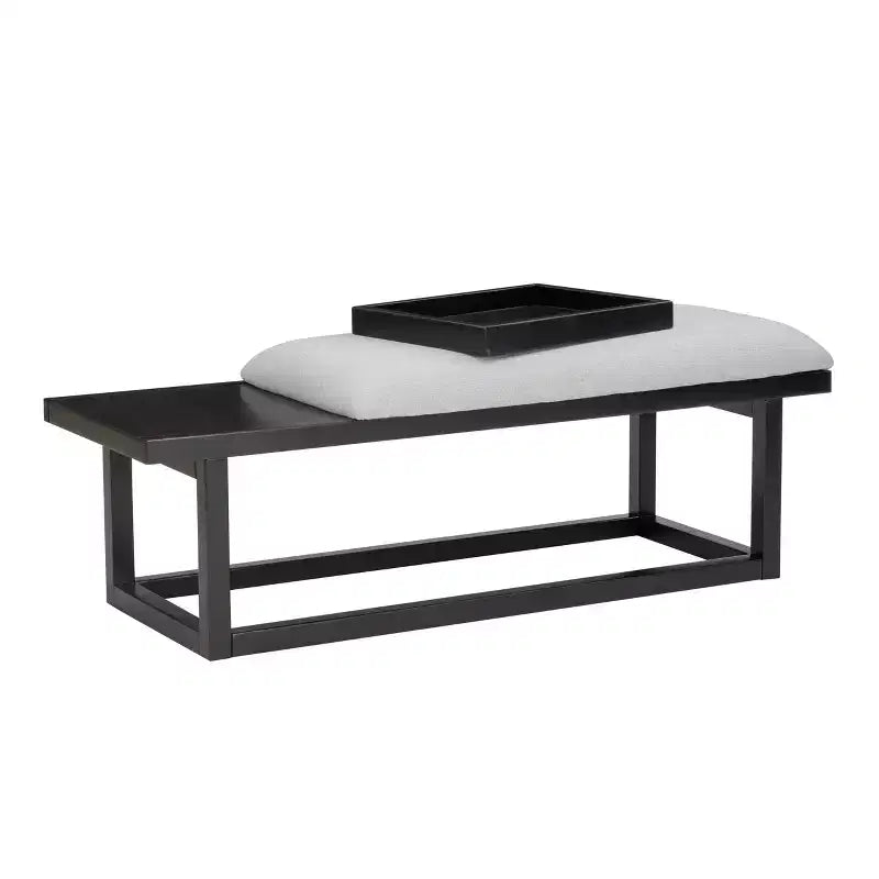 Banc moderne avec plateau et rembourrage Noir/Gris : Rectangulaire, Polyester, Nettoyage des taches, Capacité 136 kg
