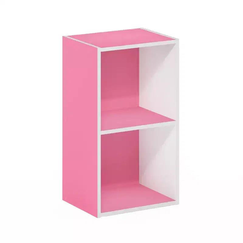 Étagère décorative ouverte à 2 niveaux, table de chevet, table d'appoint de canapé, bibliothèque de rangement, Rose/Blanc